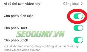 Hướng dẫn cài đặt công khai bình luận video trên Tiktok