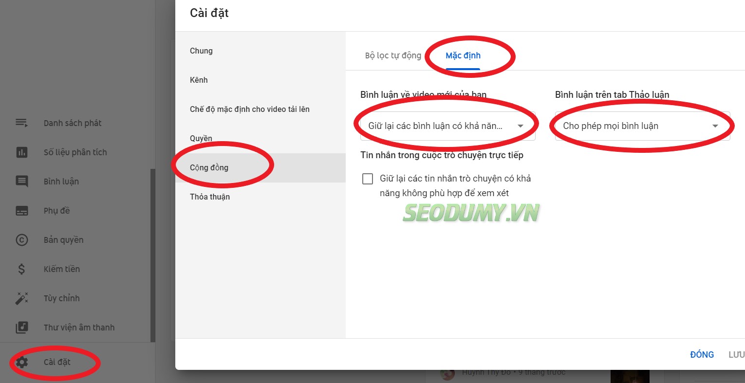 Hướng dẫn cài đặt bình luận công khai của video trên Youtube