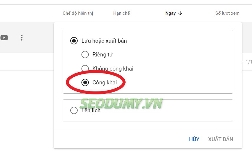 Hướng dẫn bật công khai cho video trên Youtube
