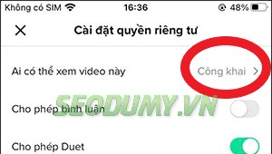 Hướng dẫn cài đặt công khai video trên Tiktok